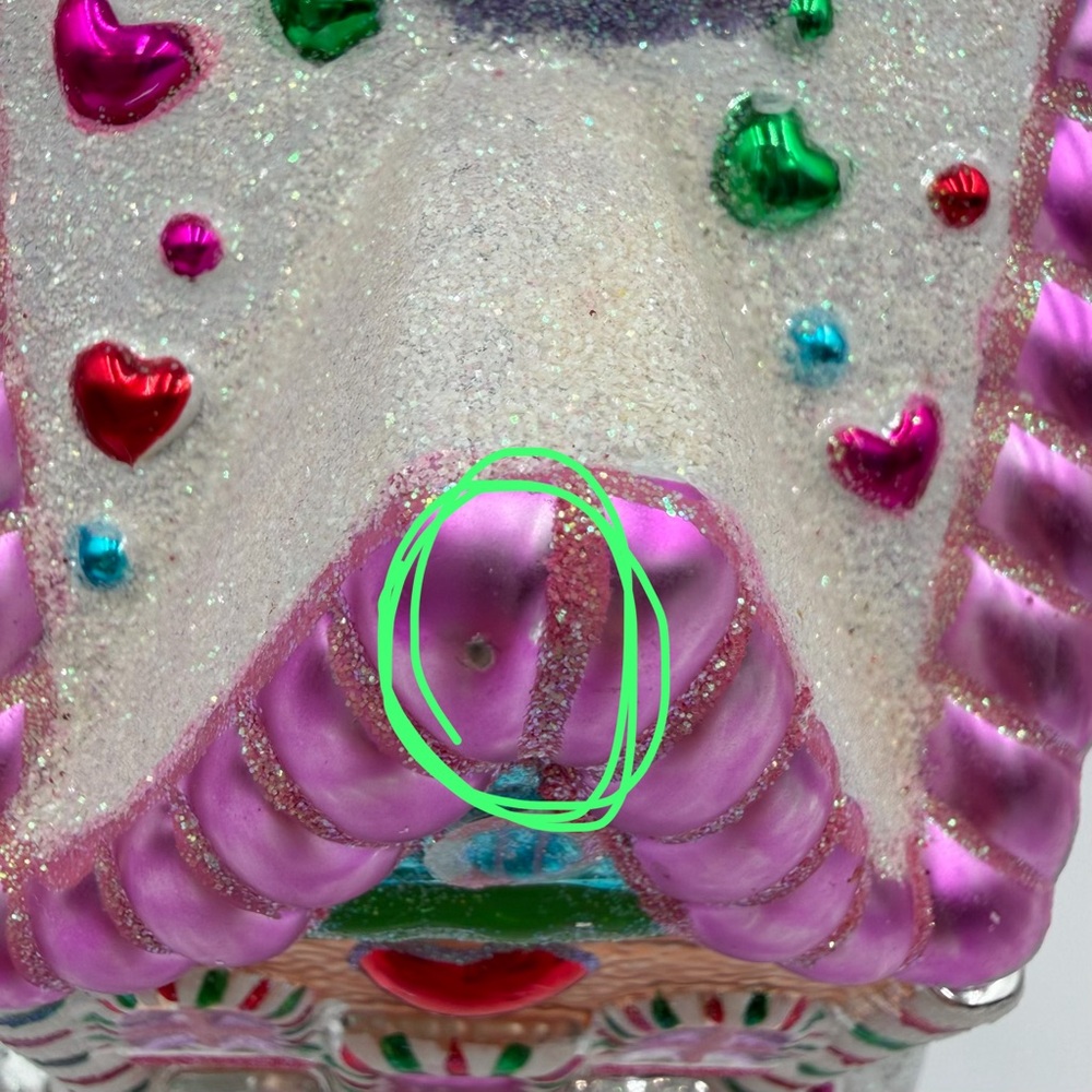 Christopher Radko Christmas Holiday Candy Jar Sugar Shack House Pink Blue As Is - Picture 12 of 12